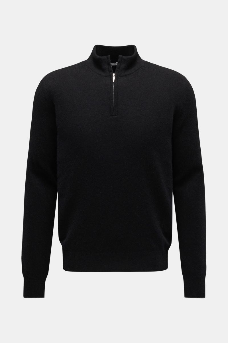 Cashmere half-zip jumper black