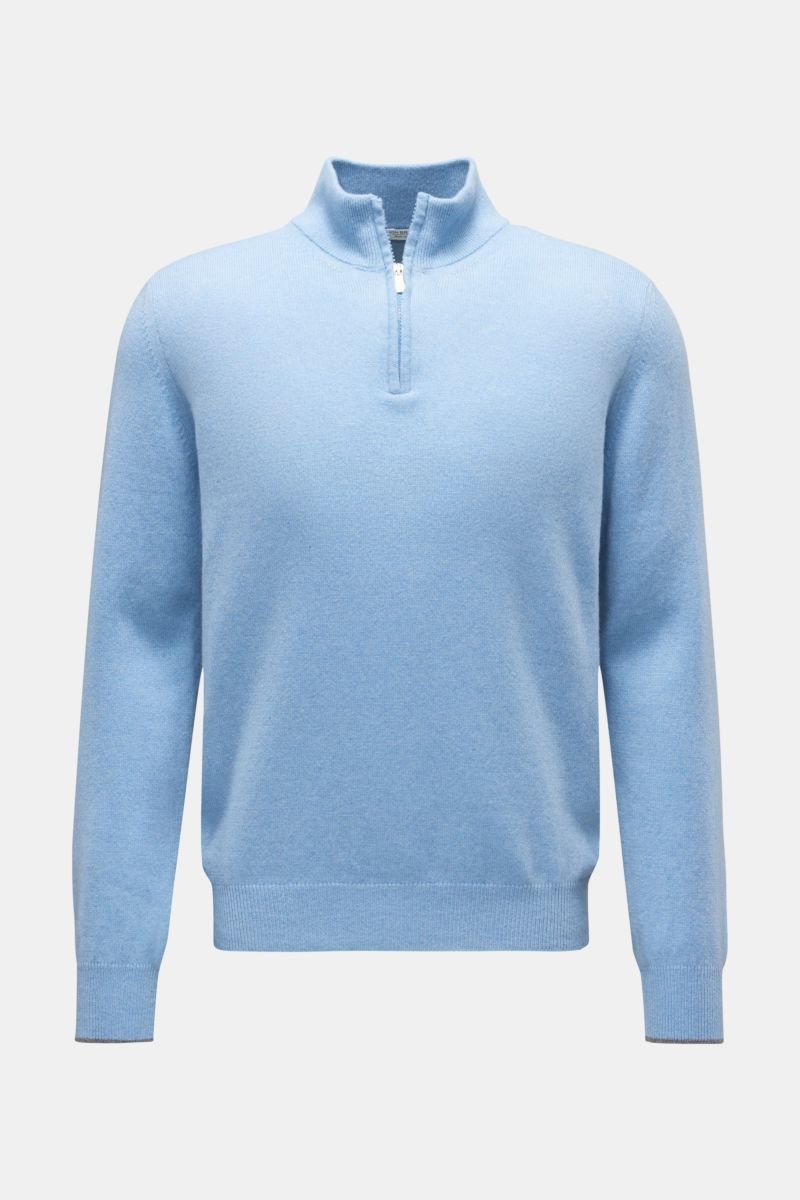 Cashmere half-zip jumper light blue