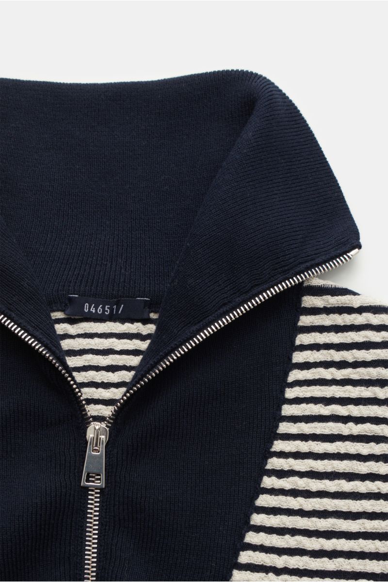 04651/ A trip in a bag Half-zip jumper 'Seersucker' navy/off-white striped