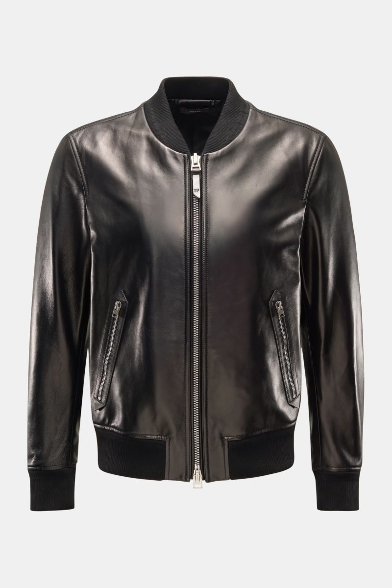 Leather blouson black