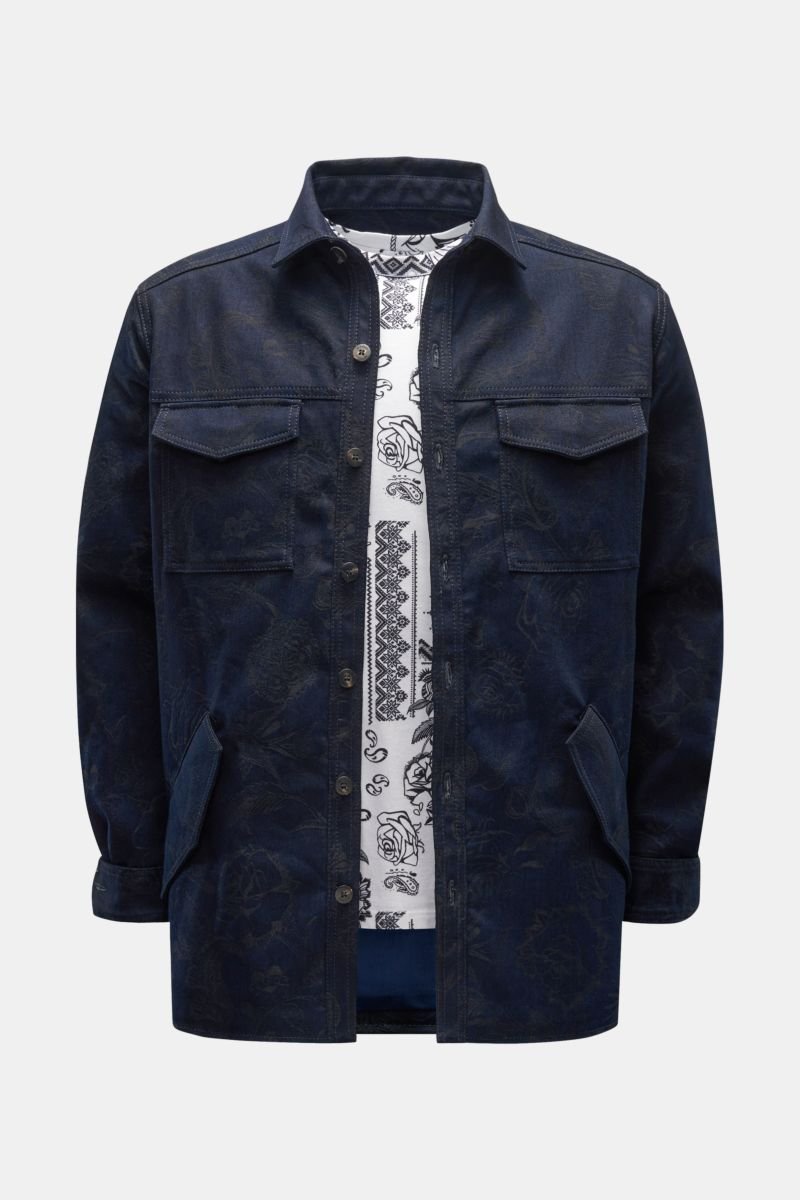Denim overshirt navy/black patterned