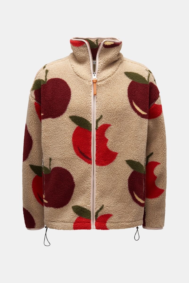 Fleece jacket light brown/red/burgundy patterned