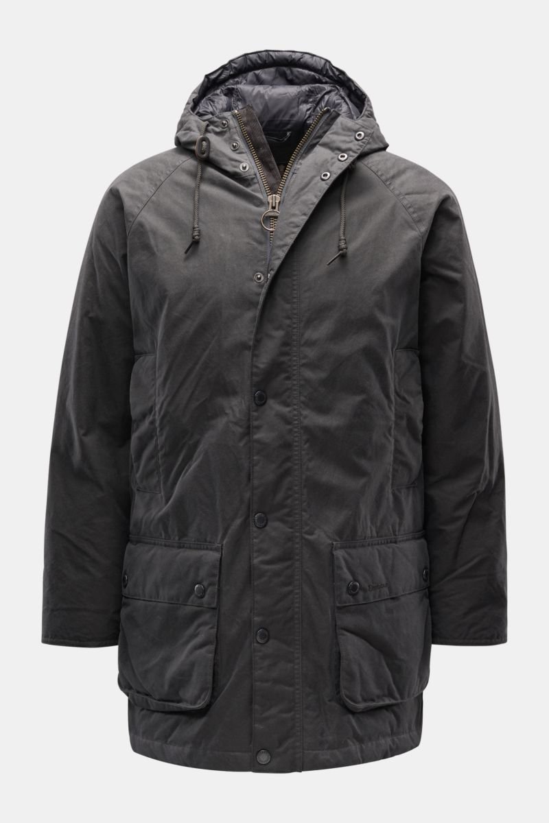 Waxed jacket 'Hooded Beaufort' dark grey