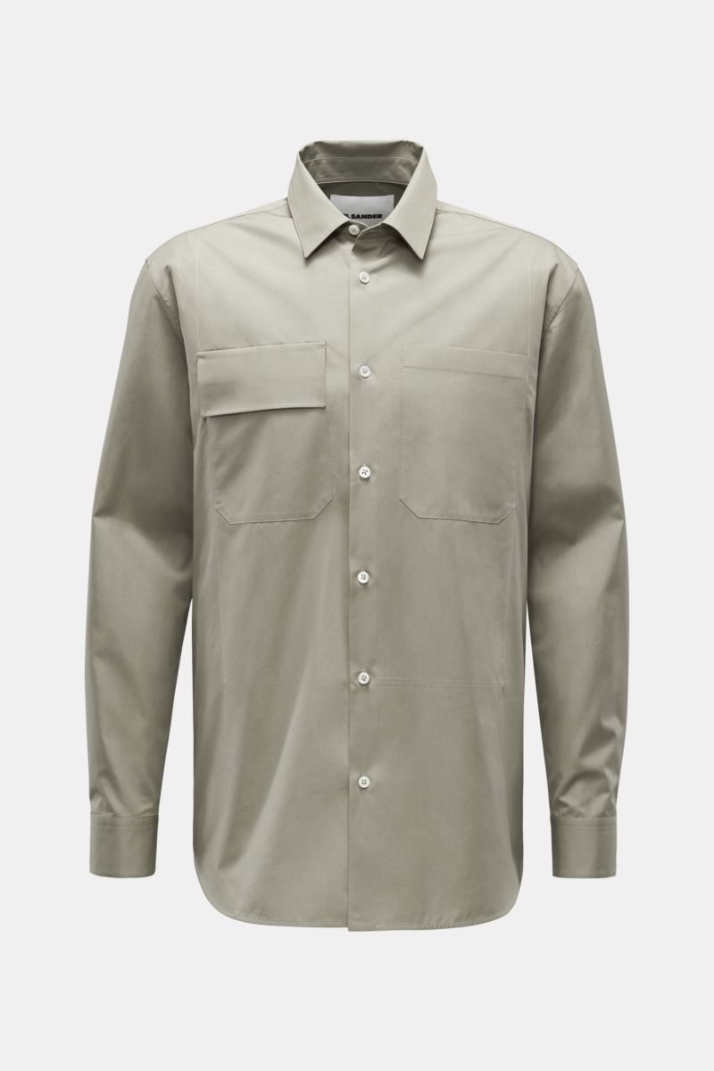 Casual shirt narrow collar grey-green