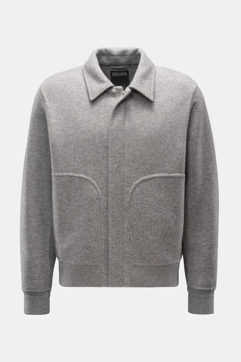 Cashmere knit blouson grey melange
