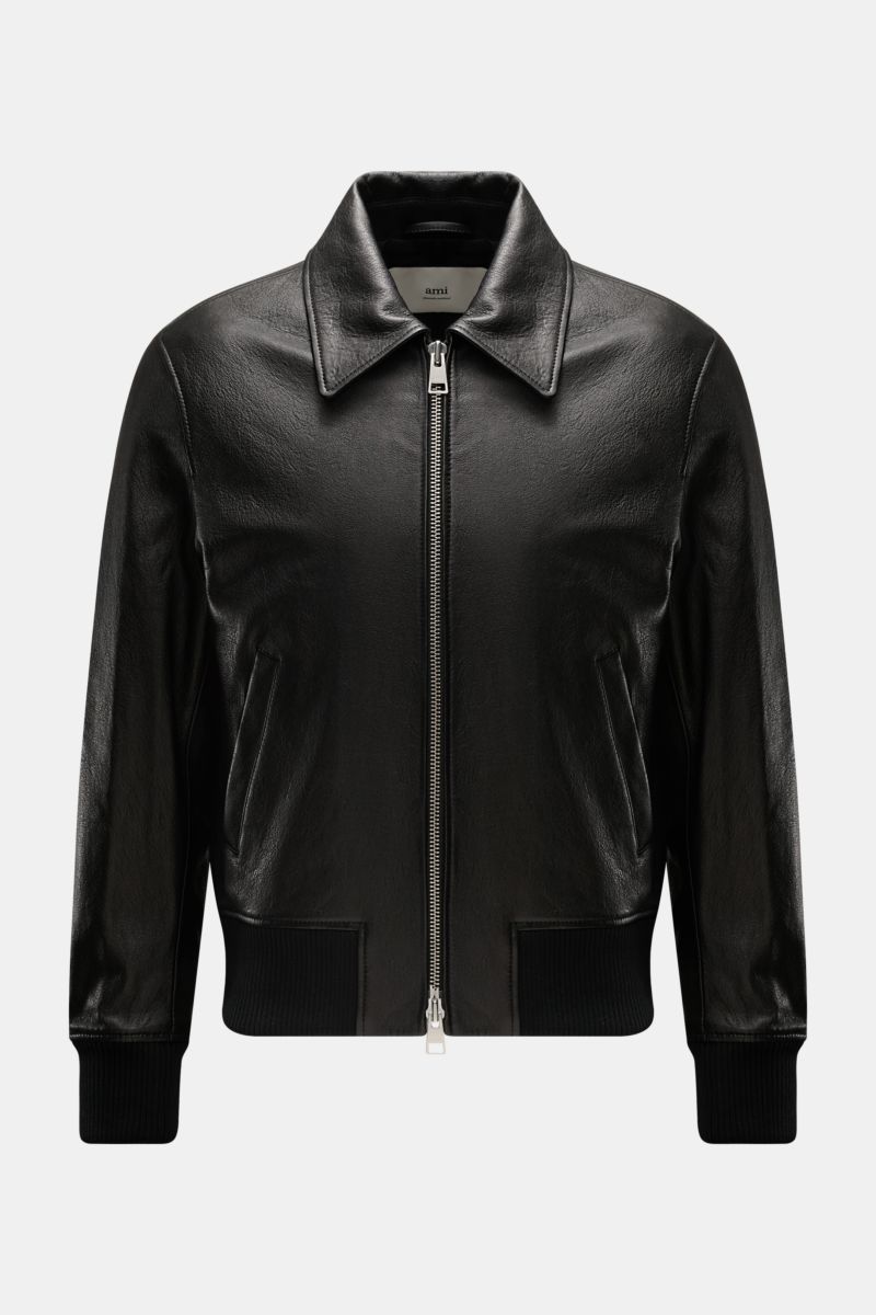 Leather blouson black