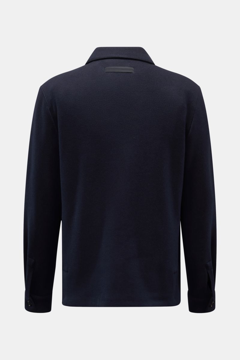 Zegna Jacke 'Alpe' navy, Rückansicht, Slim Fit, Mix aus Wolle und Cashmere, softer Griff, Umlegekragen, Vier-Knopf-Leiste, aufgesetzte Hüfttaschen, Ärmel mit Knopf, zwei Innentaschen.