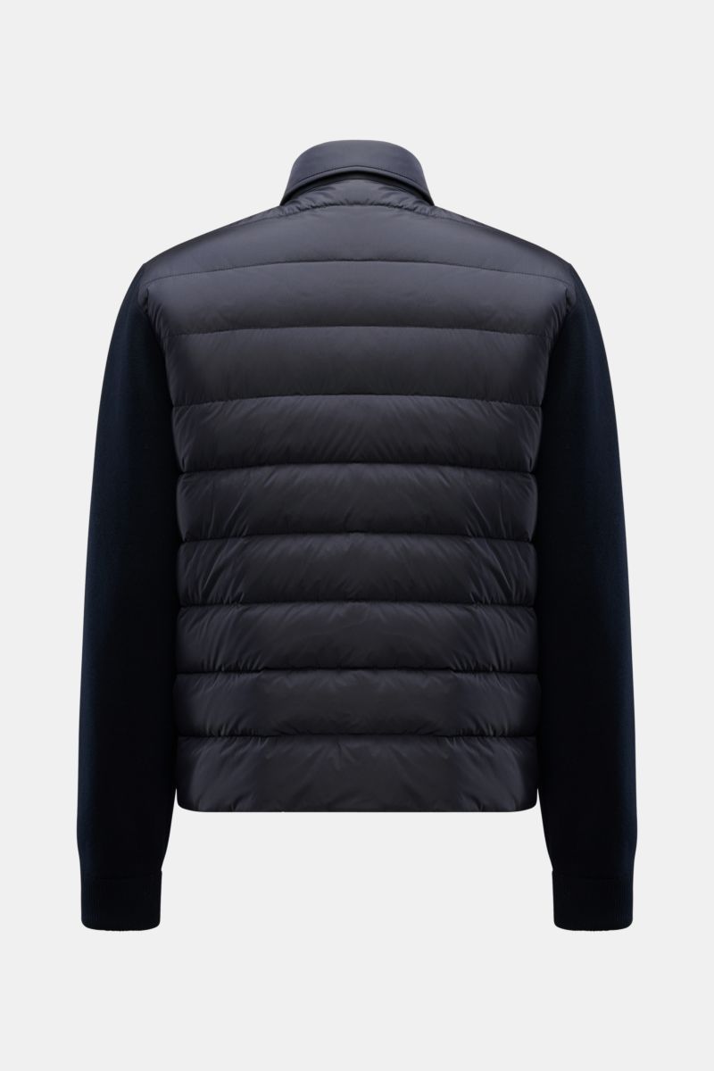 Rear view of Moorer Daunenjacke 'Ardesi' navy with padded back, comfortable sweat sleeves, elastic cuffs, and slim fit design.