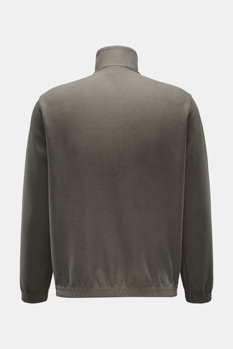 Emporio Armani Blouson grey-green shown from the back, slim fit with standing collar, elastic cuffs and hem, lightweight cotton-Lyocell blend. Sporty and timeless: This blouson by EMPORIO ARMANI has a casual design that makes it a versatile essential for 