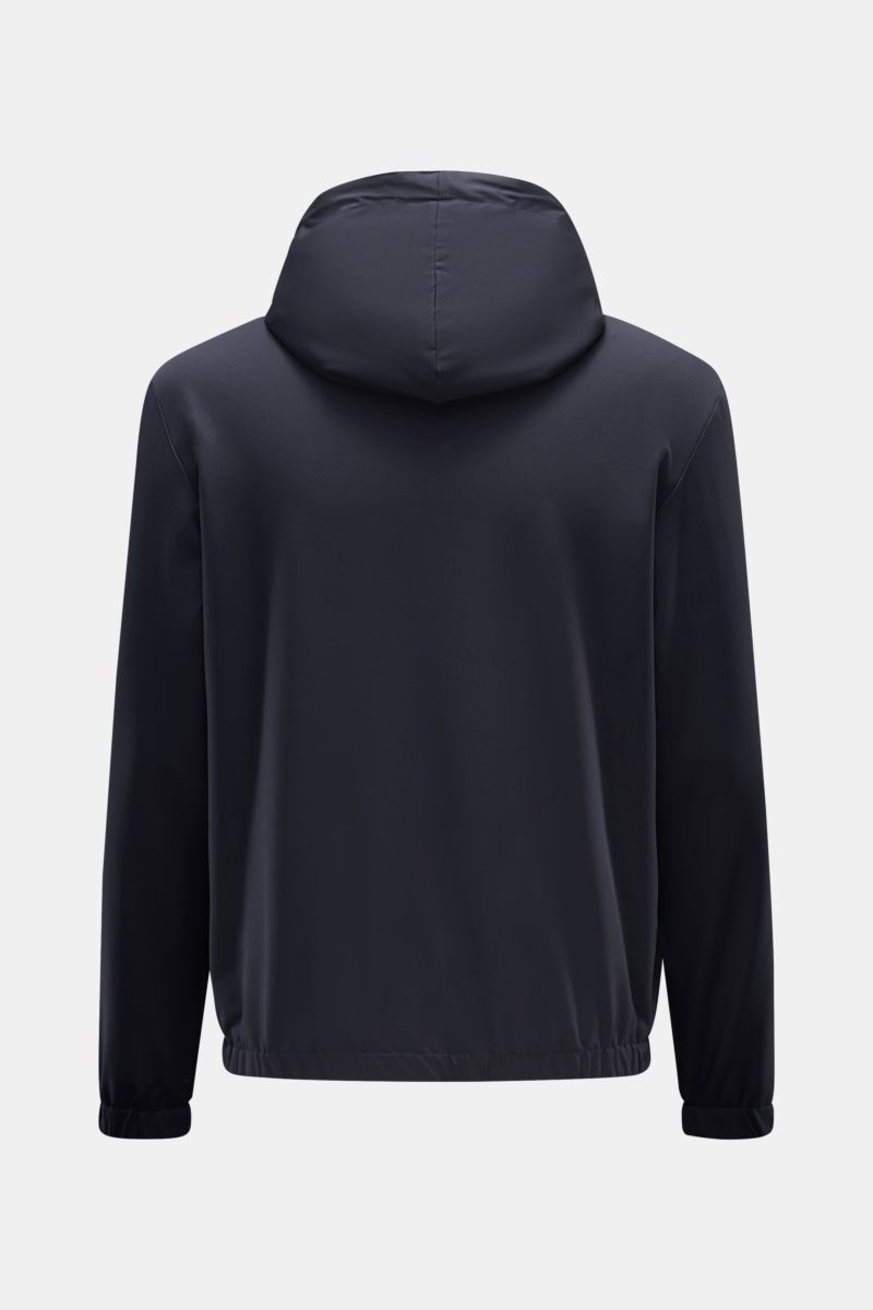 Marco Pescarolo Wende-Blouson 'Macan' navy, Rückansicht, Kapuzen-Blouson aus elastischer Schurwolle, Slim Fit, wendbar, mit elastischem Bund und Ärmelbündchen.