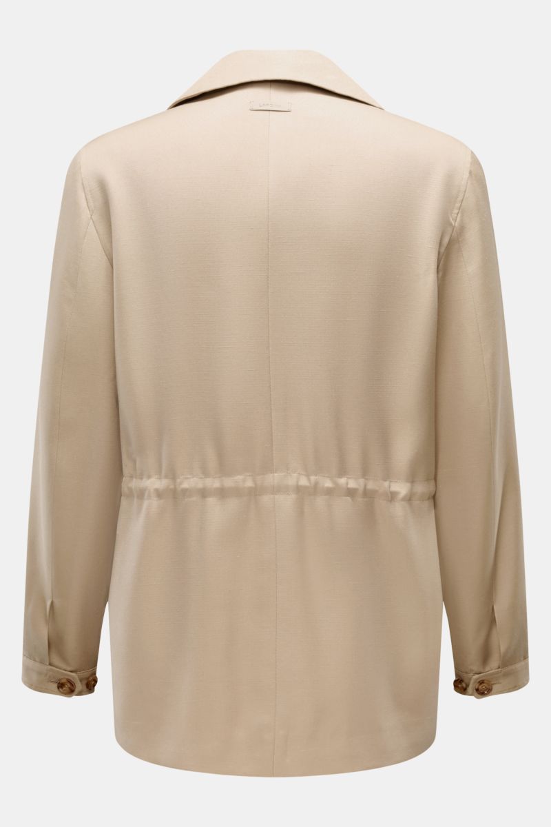 Lardini Jacke 'Panosh' beige, Übergangsjacke aus Viskose-Seide, Slim Fit, regulierbare Taille, Rückansicht mit glattem Griff.