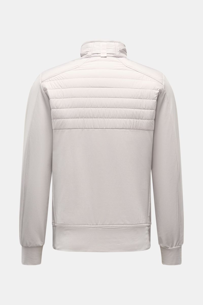 Rear view of Parajumpers Jacket 'Douglas' sand, a slim fit, high-quality microfiber jacket with a standing collar and two-way zip, featuring a padded upper back and two inside pockets, photographed from behind on a white background. A functional piece for