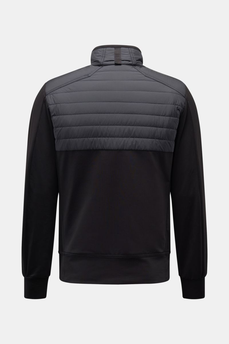 Back view of Parajumpers Jacket 'Douglas' black, slim fit with high-quality microfibre, standing collar, and padded upper section, shown on a plain background. A functional piece for the transitional season: The jacket 'Douglas' by PARAJUMPERS has a funct