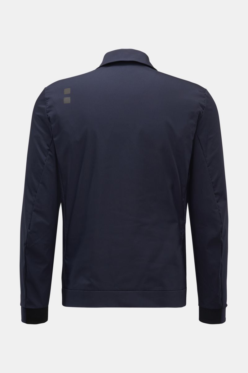 UBR Jacke 'Nano' navy Rückansicht, Slim Fit, wind- und wasserabweisend, Microfaser, Umlegekragen, Reflektoren, leichte Outdoorjacke.