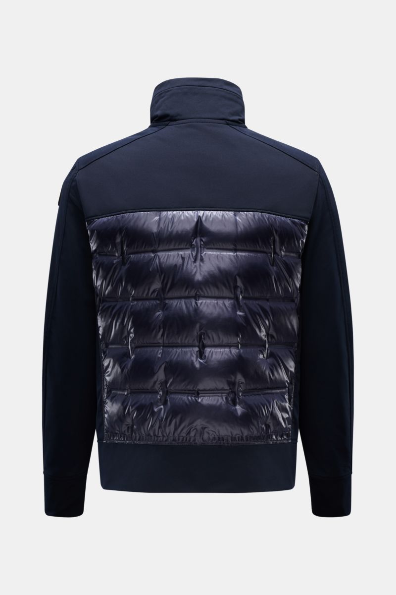 Parajumpers Daunenjacke 'Matty' dark navy, Rückansicht, teils gesteppte, glänzende Ripstop-Microfaser mit Jersey-Details, Slim Fit, Daunenfüllung, hoher Kragen, elastische Bündchen.