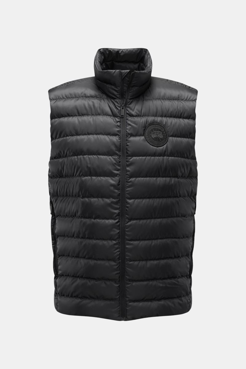 Canada Goose Daunenweste 'Stratus Tonal' schwarz, Frontansicht, leicht, wind- und wasserabweisend, Ripstop-Microfaser, Slim Fit, Stehkragen, Reißverschluss.