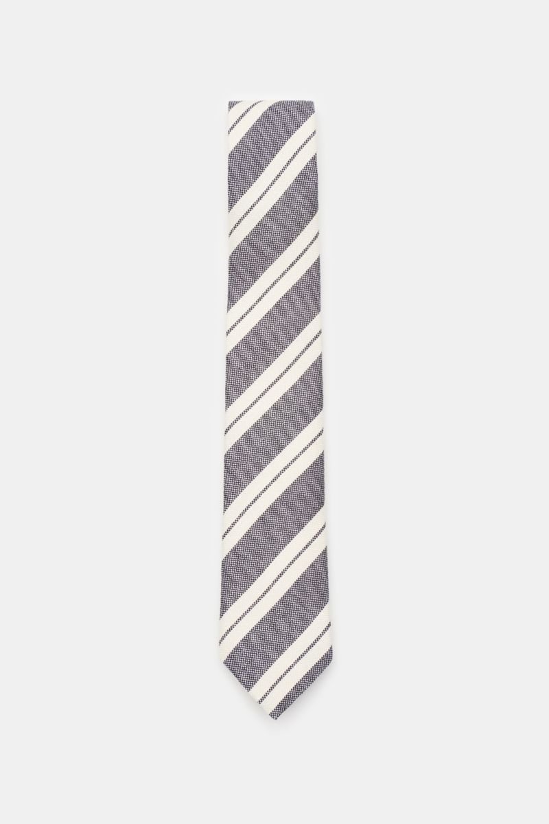 Krawatte anthrazit/creme gestreift