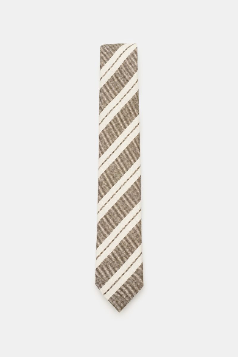 Krawatte oliv/creme gestreift