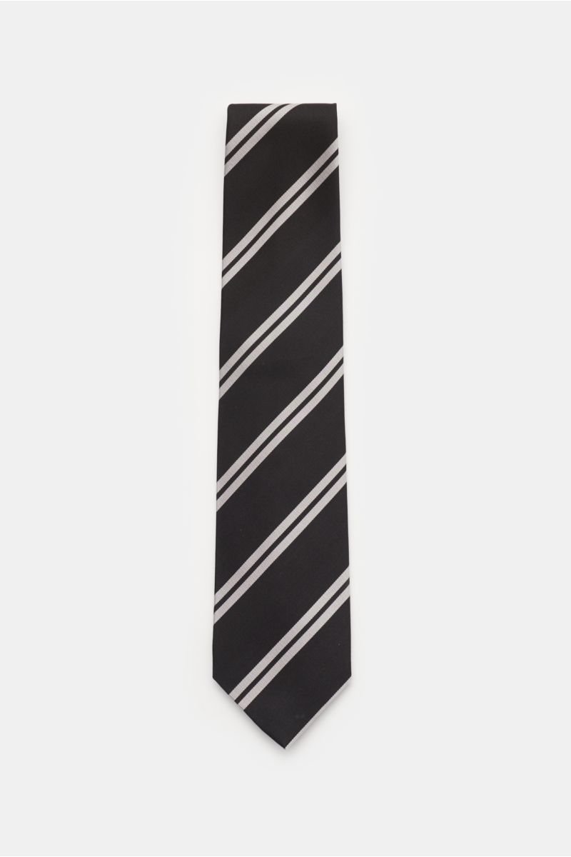 Silk tie black/silver-grey striped
