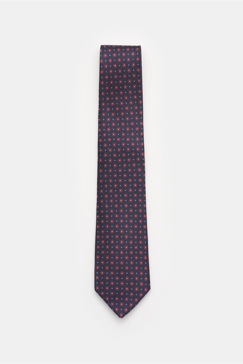 Silk tie navy/burgundy patterned
