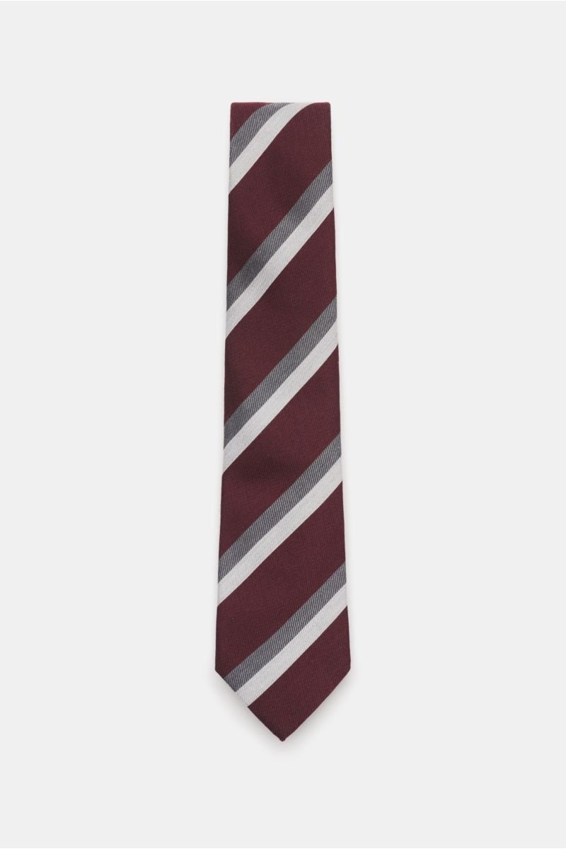 Krawatte bordeaux/grau gestreift