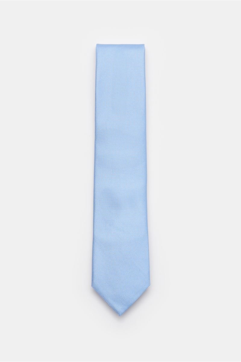 Silk tie light blue/white checked