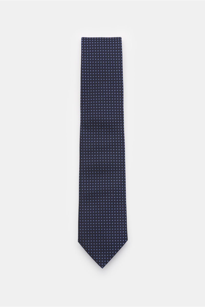 Silk tie navy/black/light blue checked