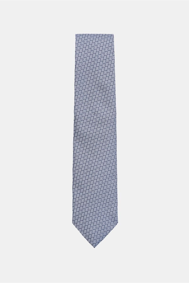 Silk tie navy/light blue patterned