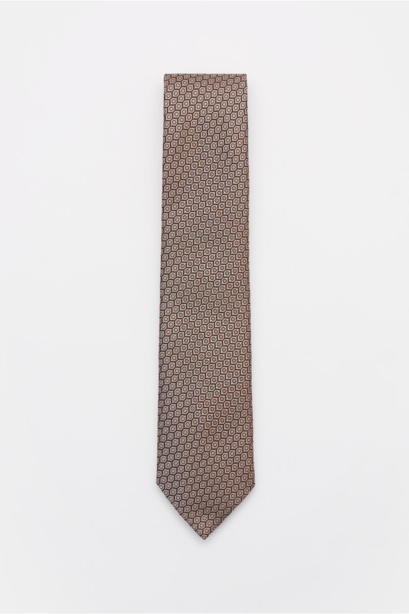 Silk tie dark brown/light brown patterned