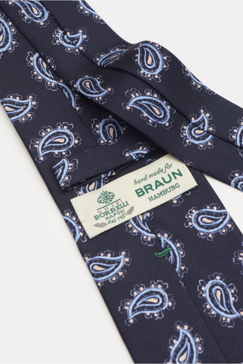 Borrelli Seidenkrawatte navy/hellblau/creme gemustert