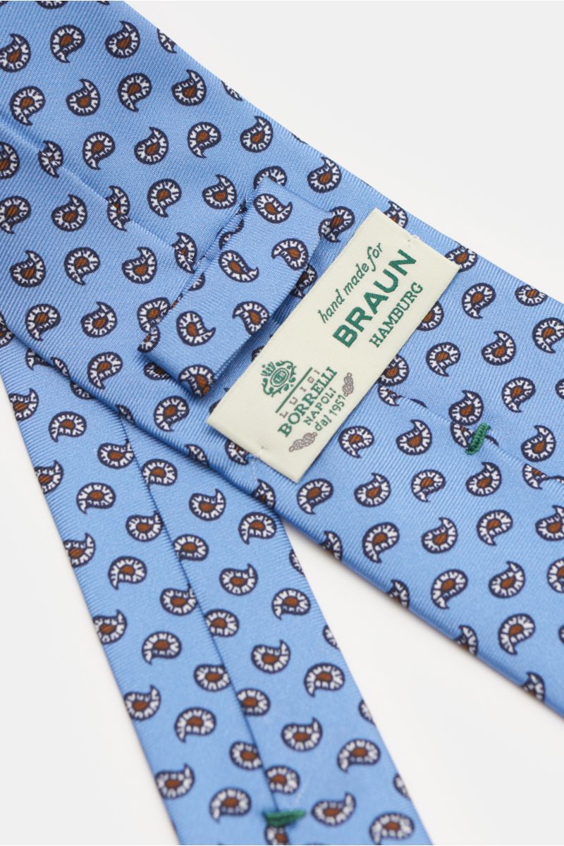 Borrelli Seidenkrawatte hellblau/weiß/braun gemustert