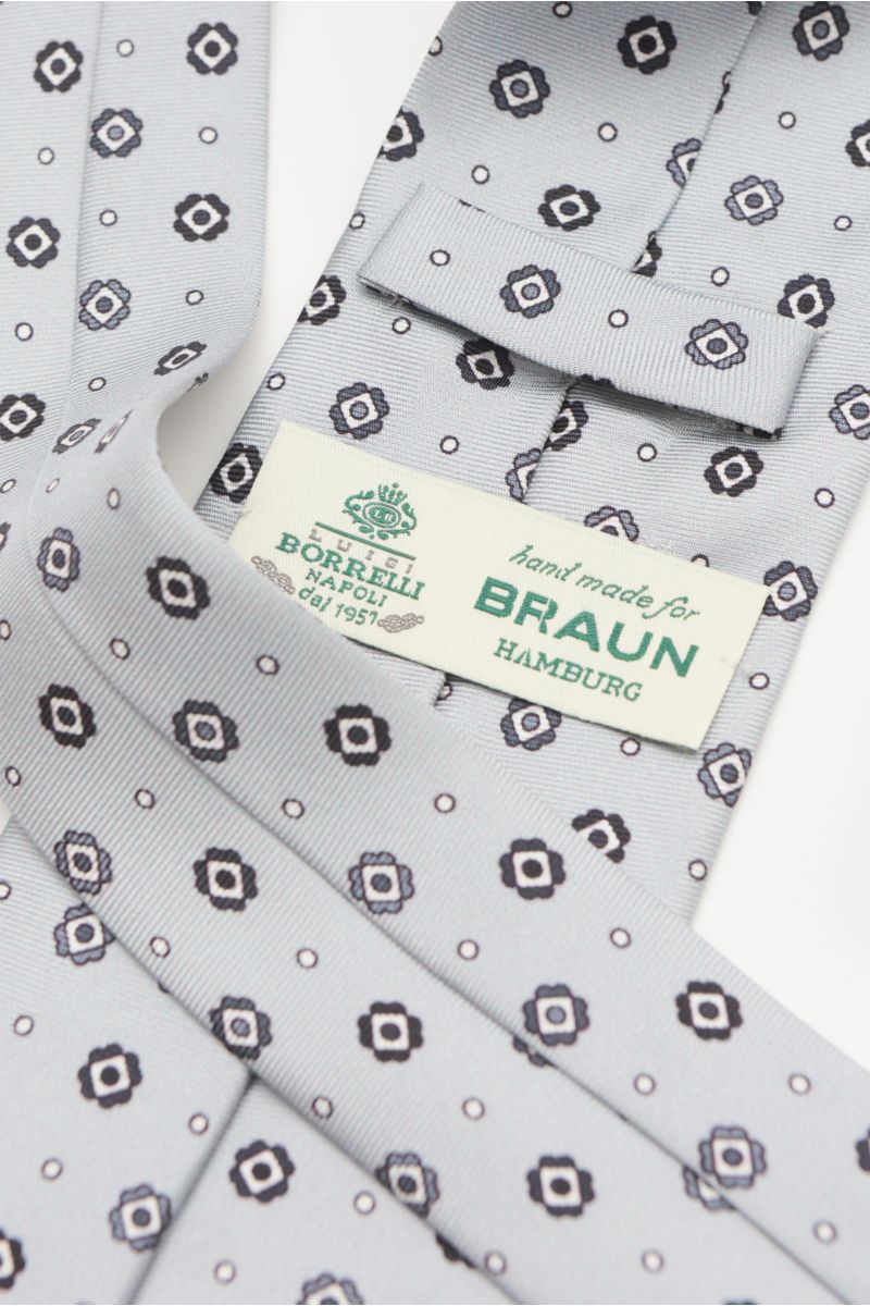 Borrelli Silk tie grey/white/black patterned