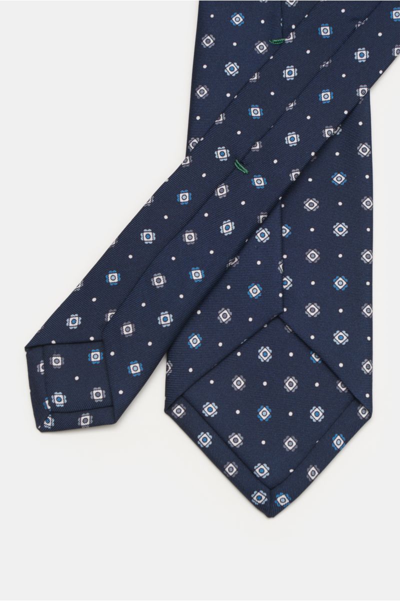 Borrelli Silk tie navy/white/grey patterned