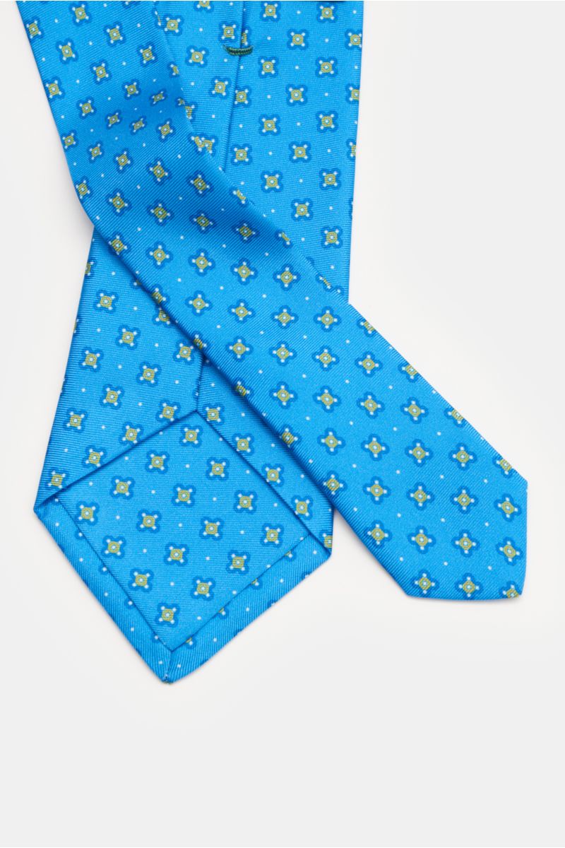 Borrelli Seidenkrawatte blau/gelb/weiß gemustert