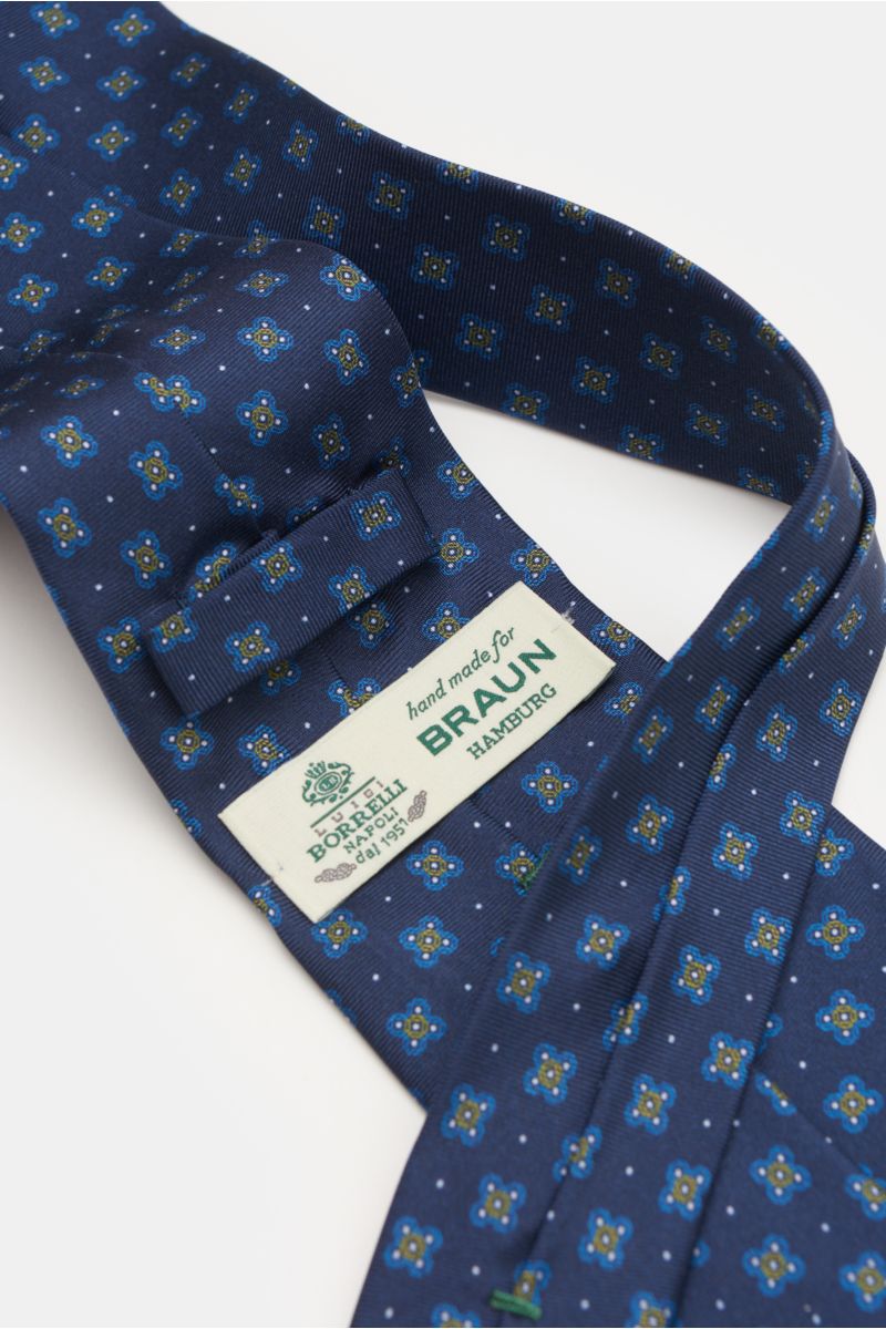 Borrelli Seidenkrawatte navy/blau/gelb gemustert