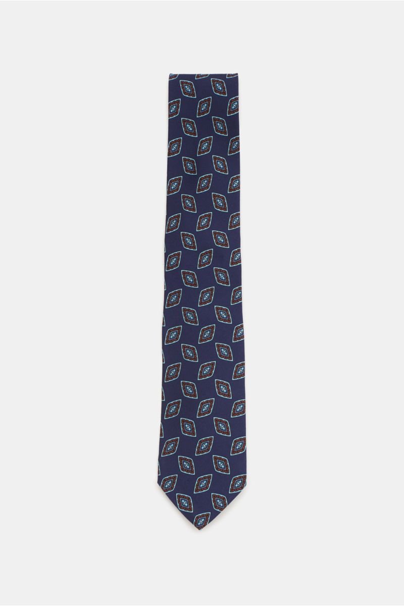 Krawatte dunkelblau/hellblau/rotbraun gemustert