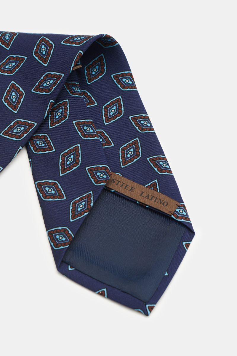 Stile Latino Tie dark blue/light blue/red-brown patterned