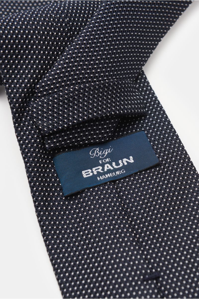 Bigi Silk tie 'Laos' dark navy/black/white dotted