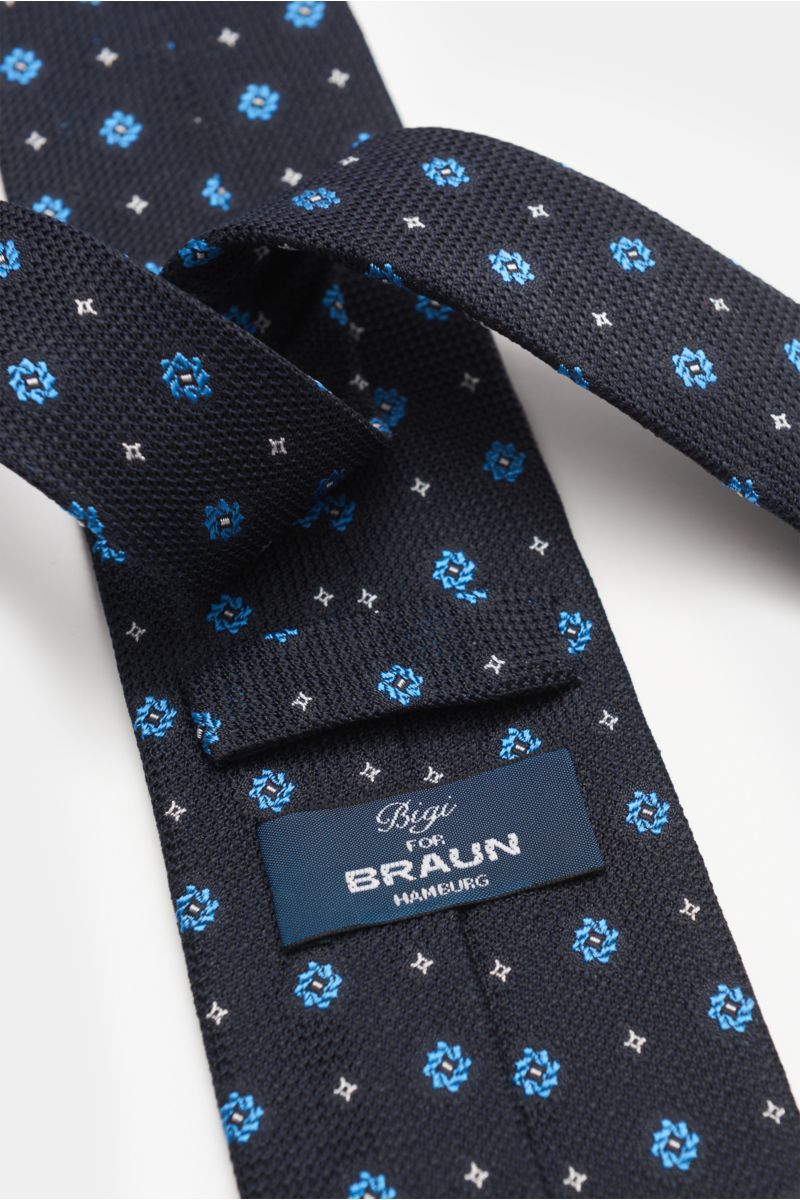 Bigi Silk tie 'Laos' black/blue/white patterned