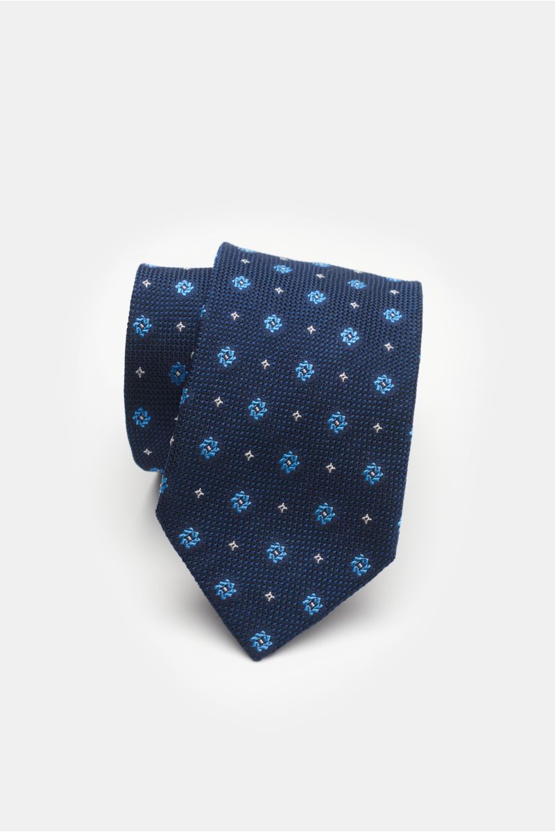 Bigi Seidenkrawatte 'Laos' navy/blau/weiß gemustert