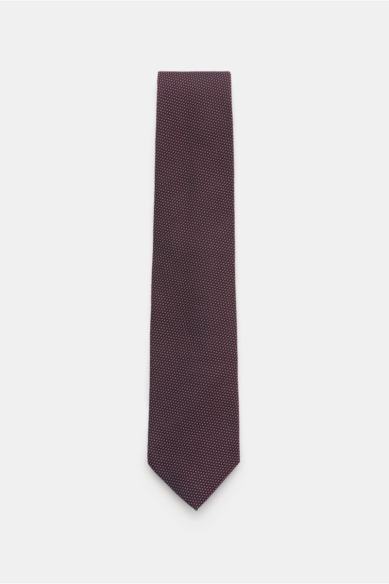 Silk tie 'Laos' burgundy/black/white dotted