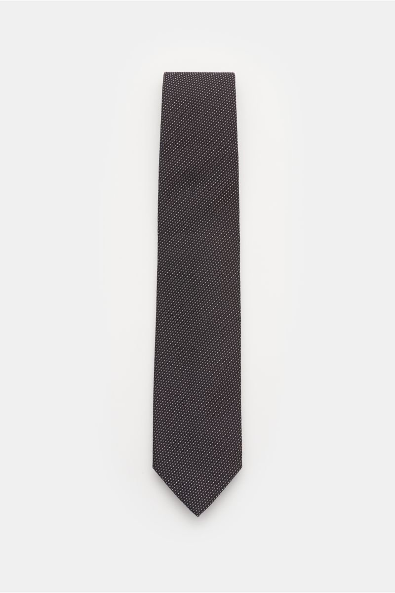 Silk tie 'Laos' anthracite/black/white dotted