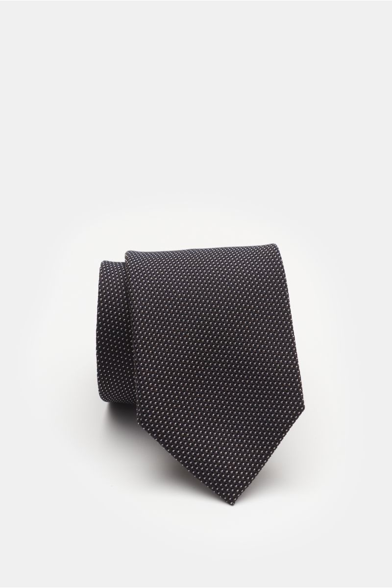 Bigi Silk tie 'Laos' anthracite/black/white dotted
