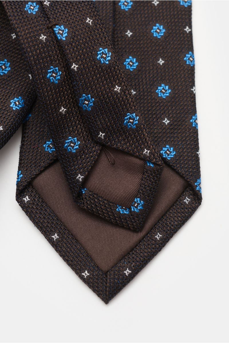 Bigi Silk tie 'Laos' dark brown/blue/white patterned