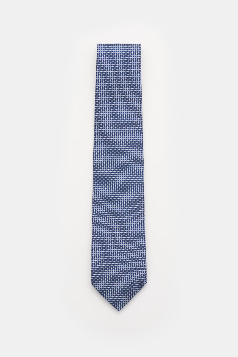 Silk tie 'Nilo' navy/white patterned