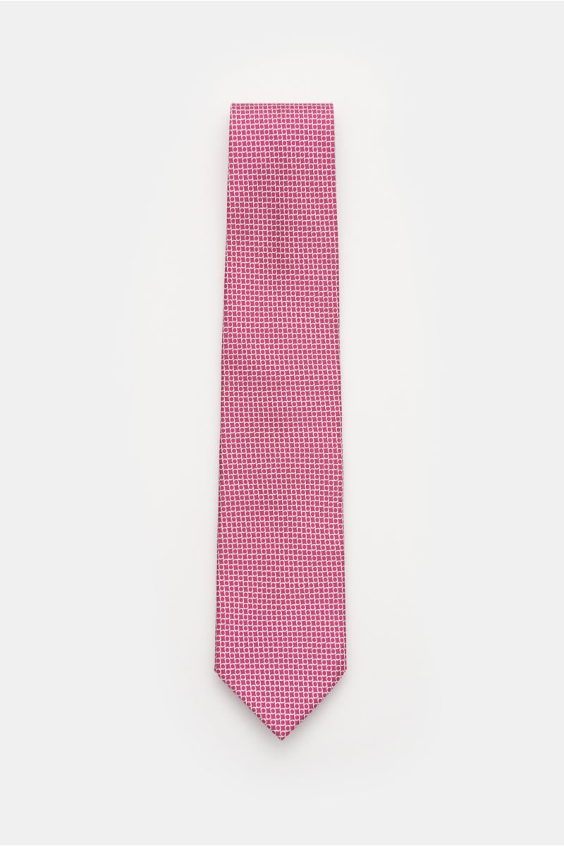 Silk tie 'Nilo' magenta/white patterned