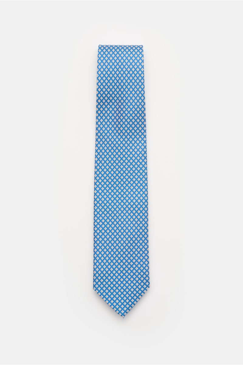 Silk tie 'Nilo' blue/white/orange patterned
