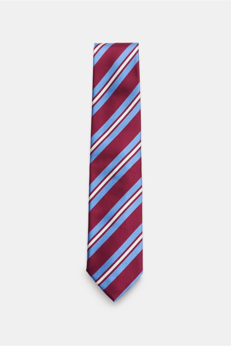 Silk tie 'Rio' burgundy/blue/silver-grey striped