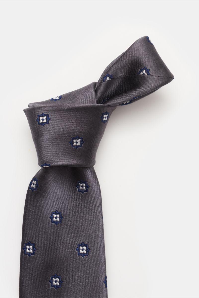 Bigi Silk tie 'Rio' dark grey/navy/silver-grey floral