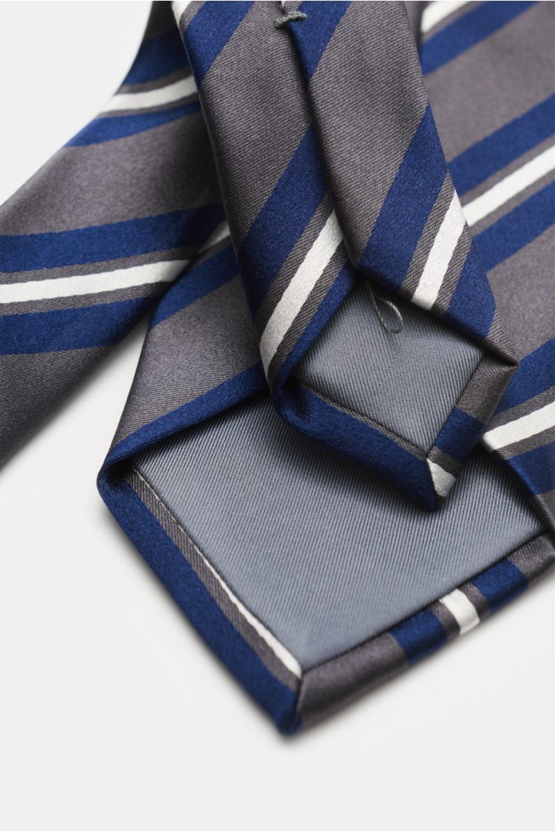Bigi Silk tie 'Rio' grey/dark blue/off-white striped